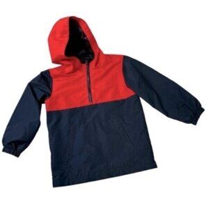 Old Navy Toddler Boys Red & Navy 3/4 Zip Pull Over Windbreaker Casual Hoodie 5T